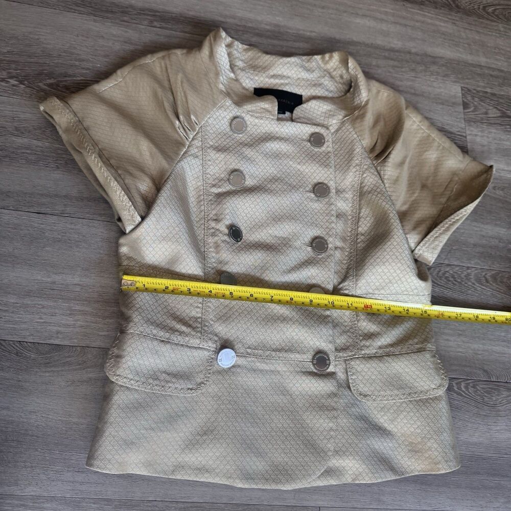 BCBGMAXAZRIA Womens Gold Woven Suiting Double Breasted Jacket Fits Sz S/M - Picture 7 of 16